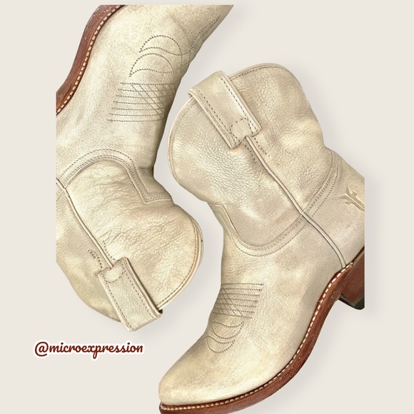 $379 Frye Billy Pull On Tan/Yellow Leather Western Southern Cowboy Short Boot - Picture 11 of 14